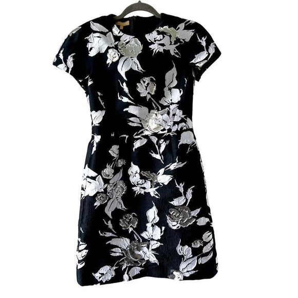 Michael Kors Collection Black Floral Cocktail Mini Dress - Picture 1 of 5